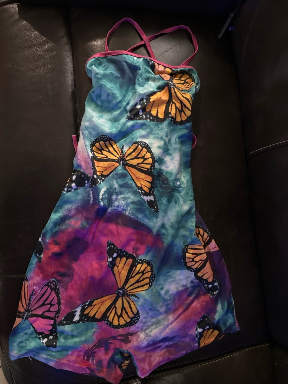 Girls Tie-Dye Butterfly Sundress - Teal, Purple & Orange